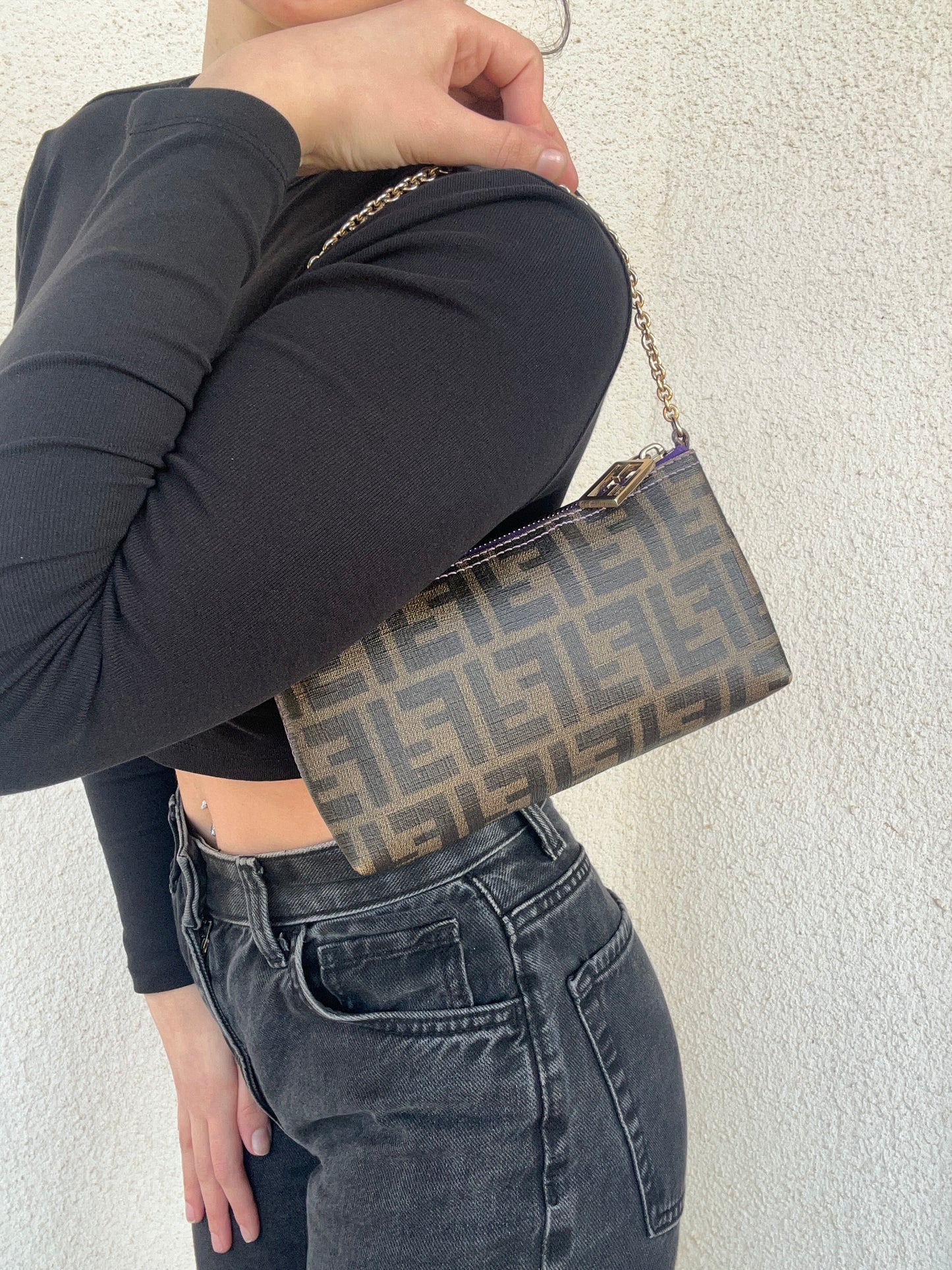 Fendi baguette zucca con catena