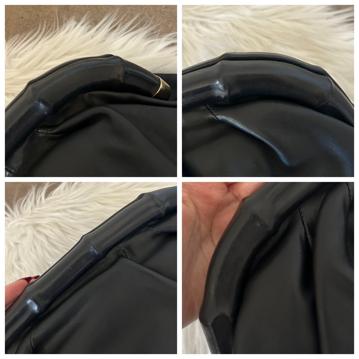 Pochette Gucci Bamboo in pelle nera