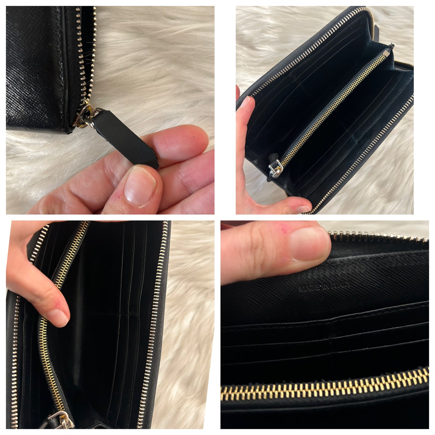 Portafoglio Prada in pelle nero con scatola