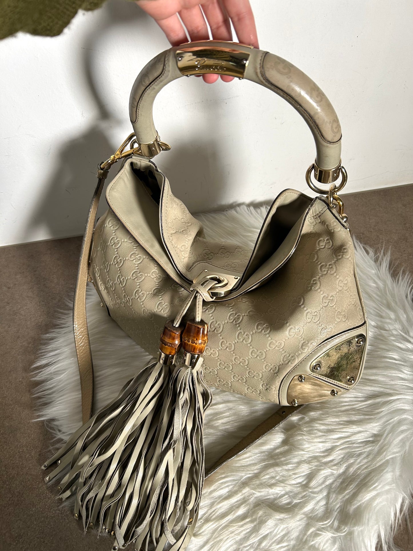 Gucci Indy media in pelle e monogram