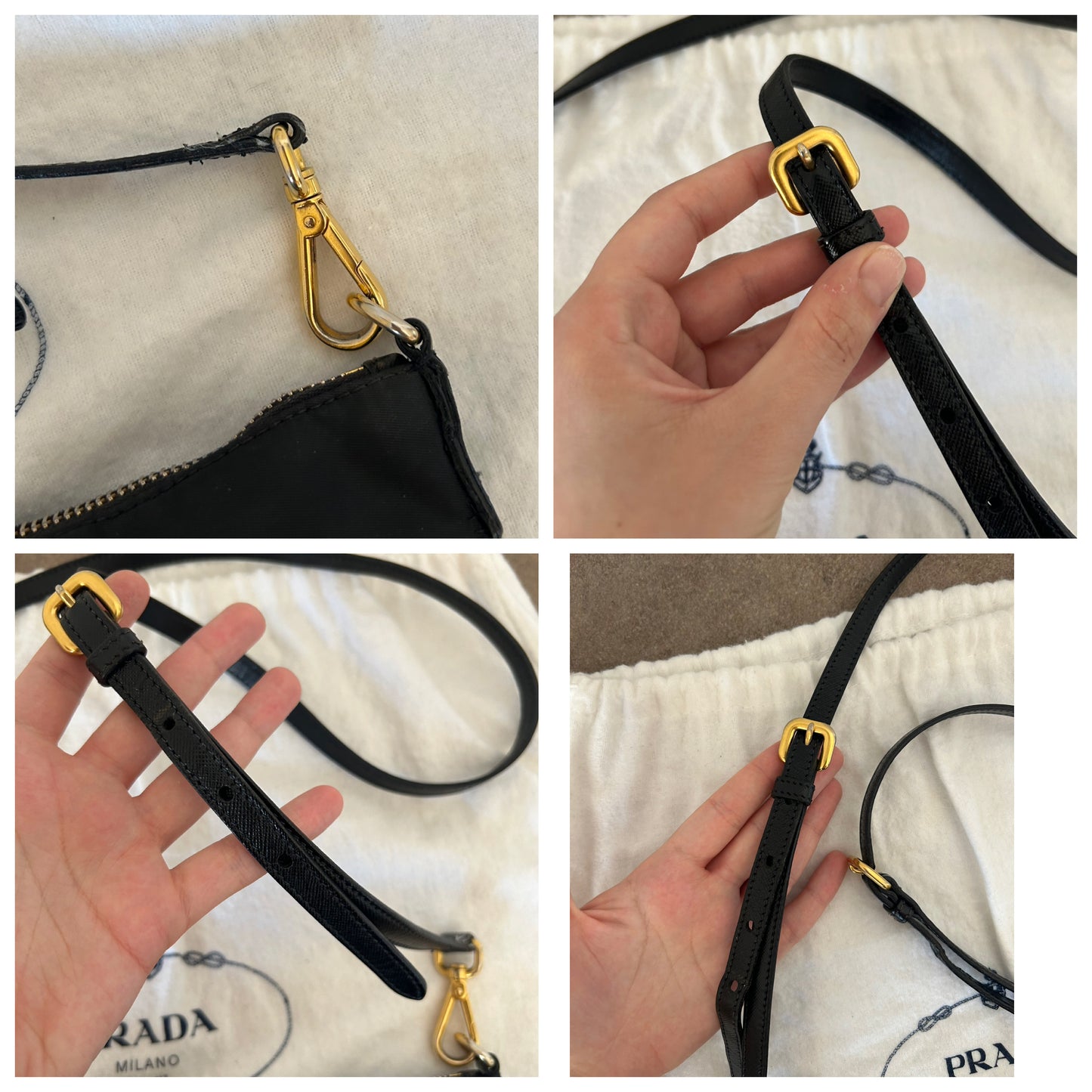 Prada tracolla nera in nylon e pelle