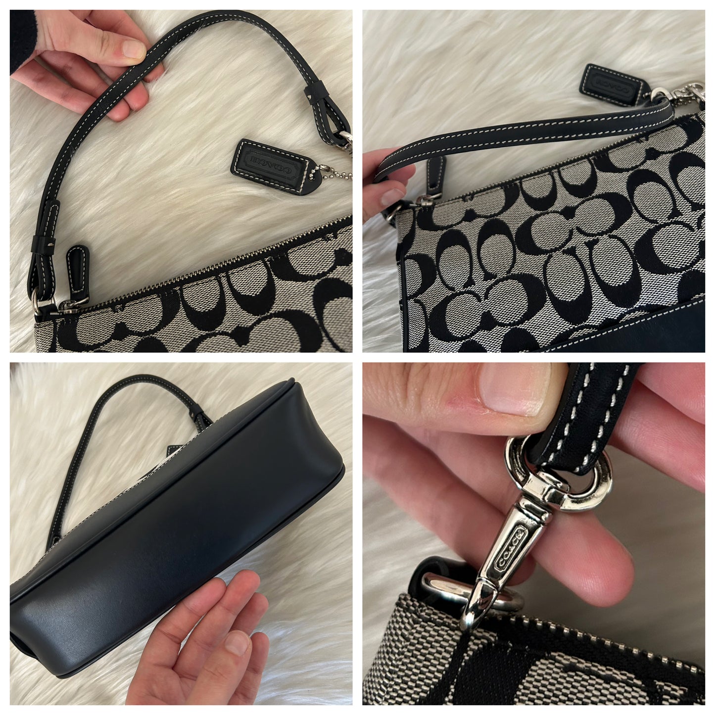 Coach baguette in monogram in tela e pelle