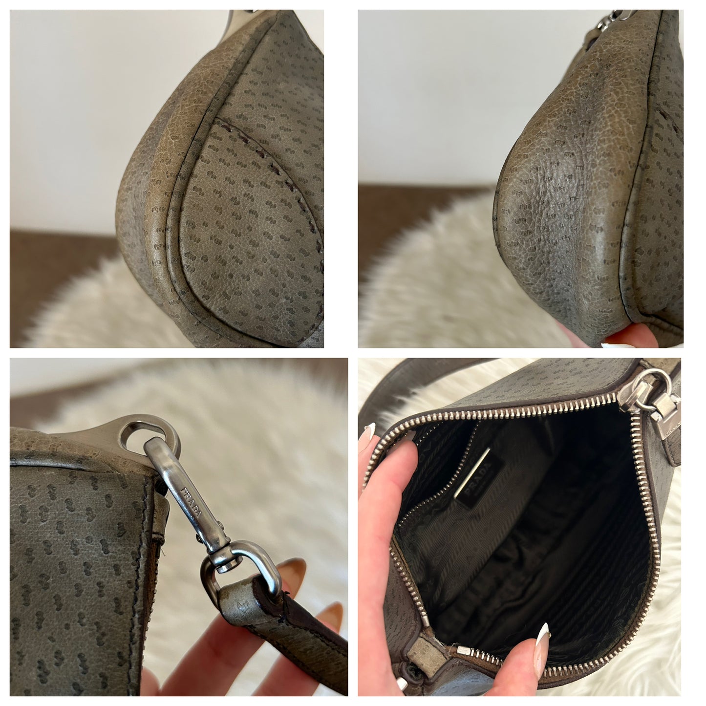 Prada Cleo in pelle di struzzo
