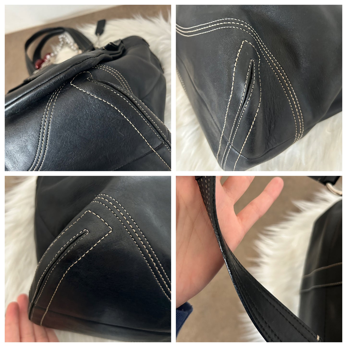 Coach tote bag vintage in pelle nera