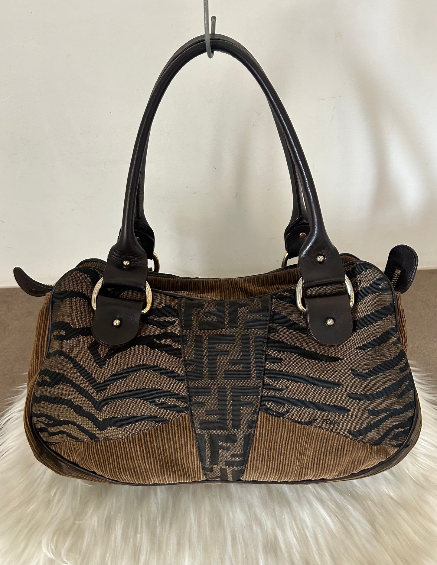 Fendi tote zebrata e tessuto zucca edizione limitata