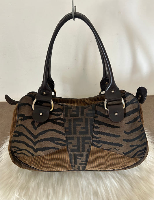 Fendi tote zebrata e tessuto zucca edizione limitata