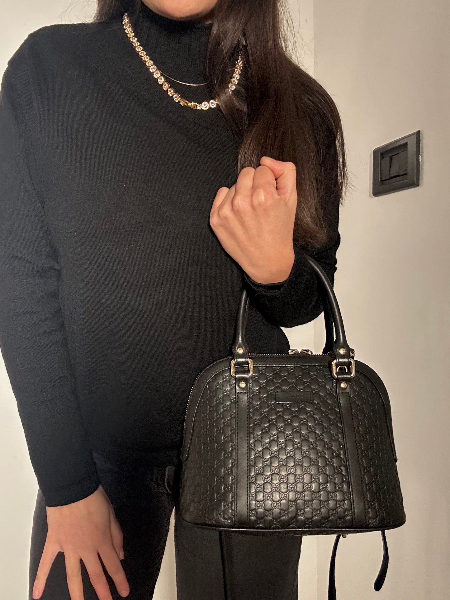 Gucci Dôme mini tote Guccissima in pelle nera