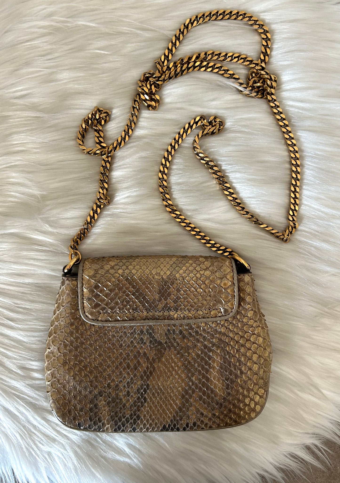 Gucci tracollina in pitone oro