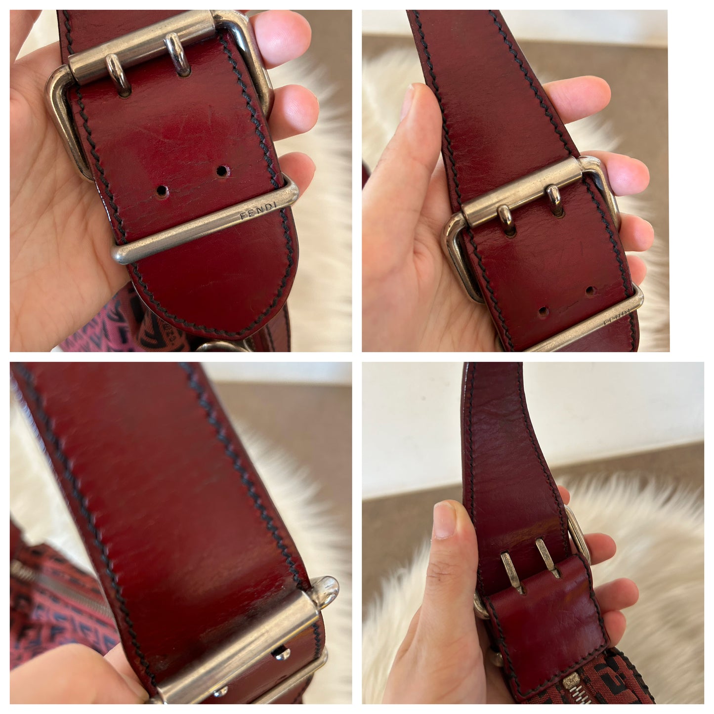 Fendi Oyster rarissima in pelle intagliata e monogram zucchino