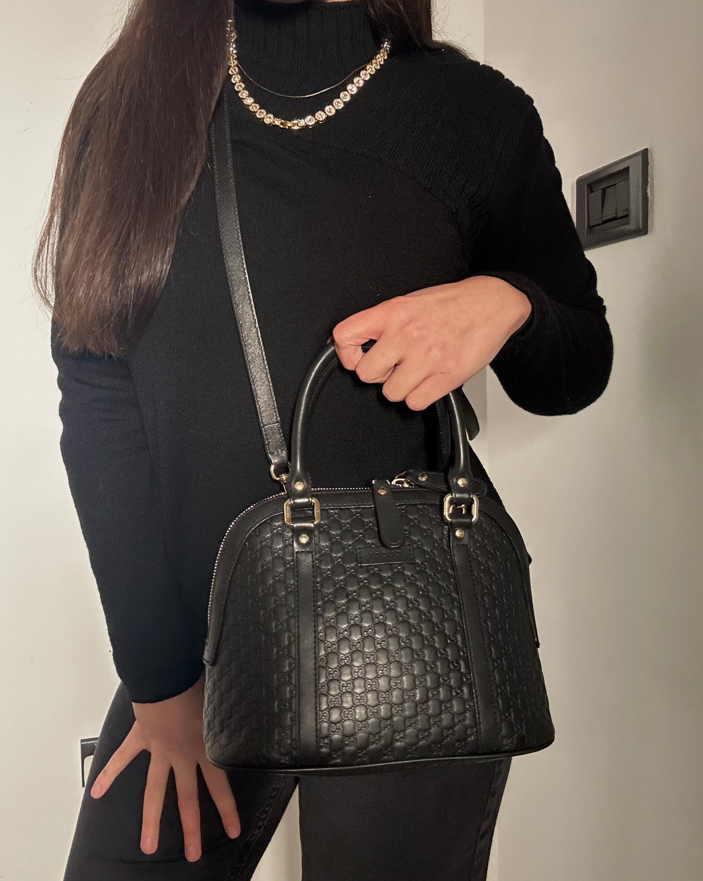 Gucci Dôme mini tote Guccissima in pelle nera