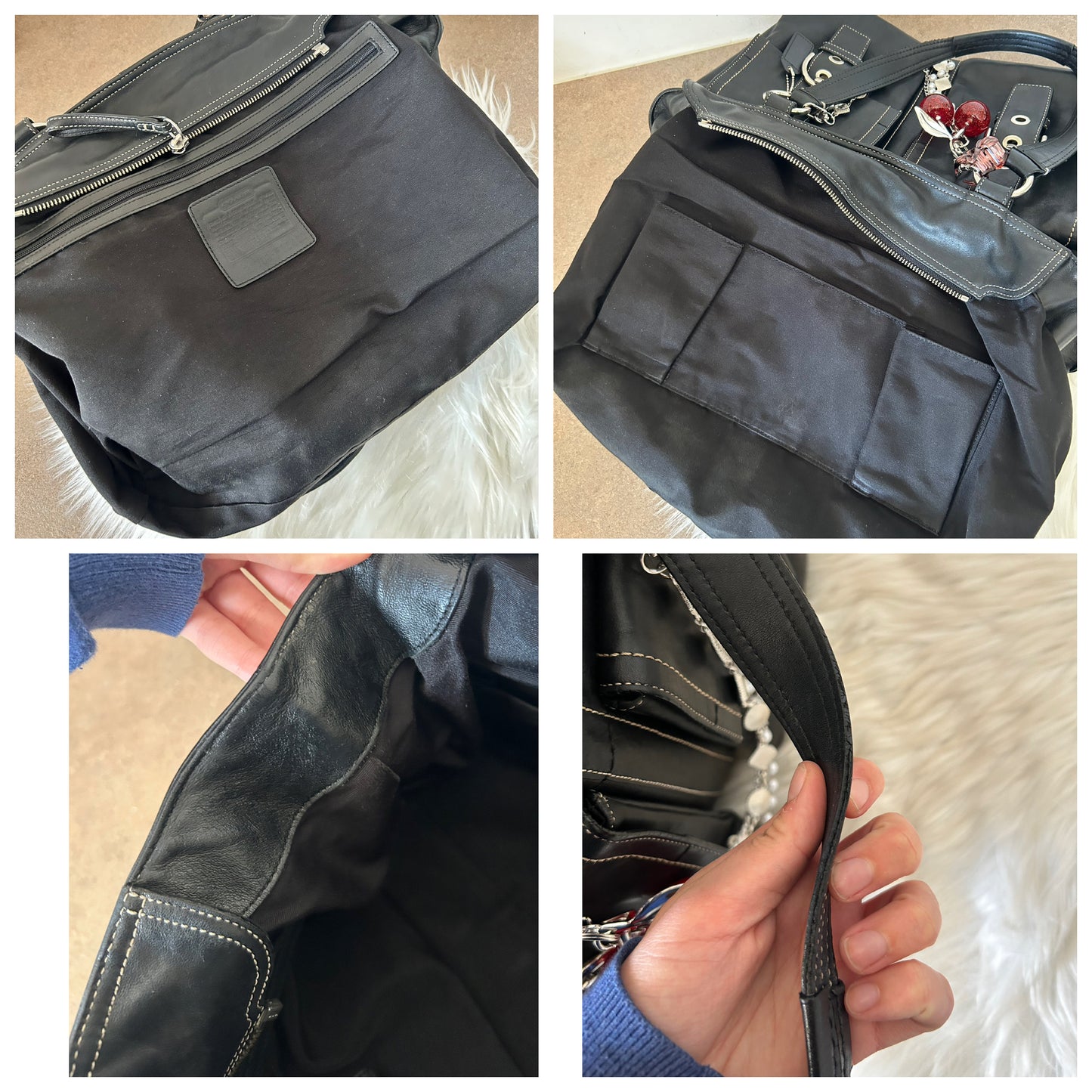 Coach tote bag vintage in pelle nera