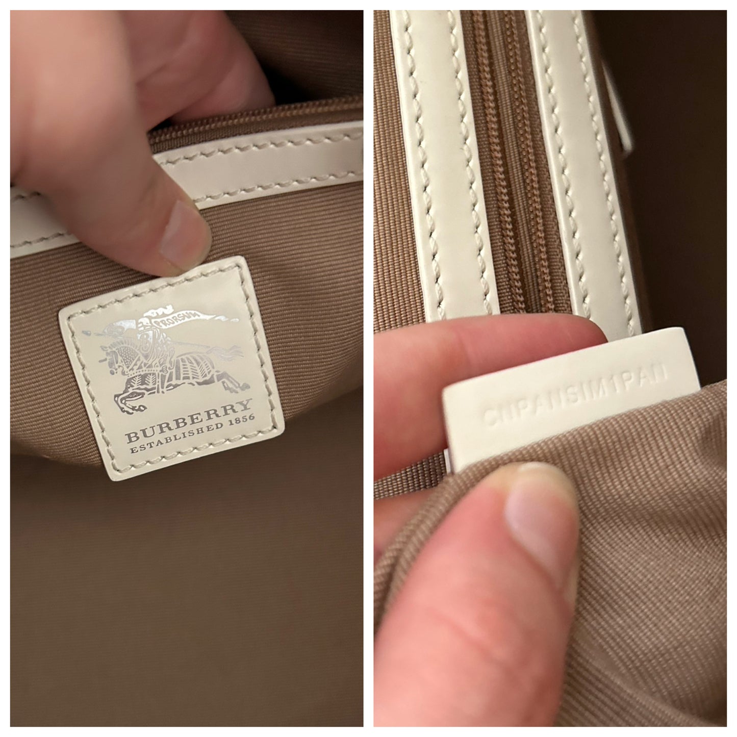 Burberry tote Check e vernice bianca