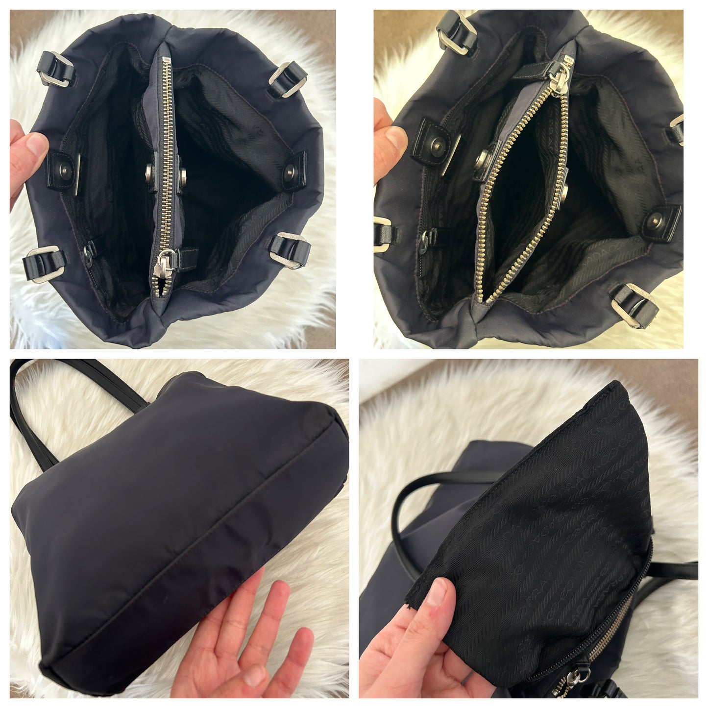 Prada tote in nylon e pelle