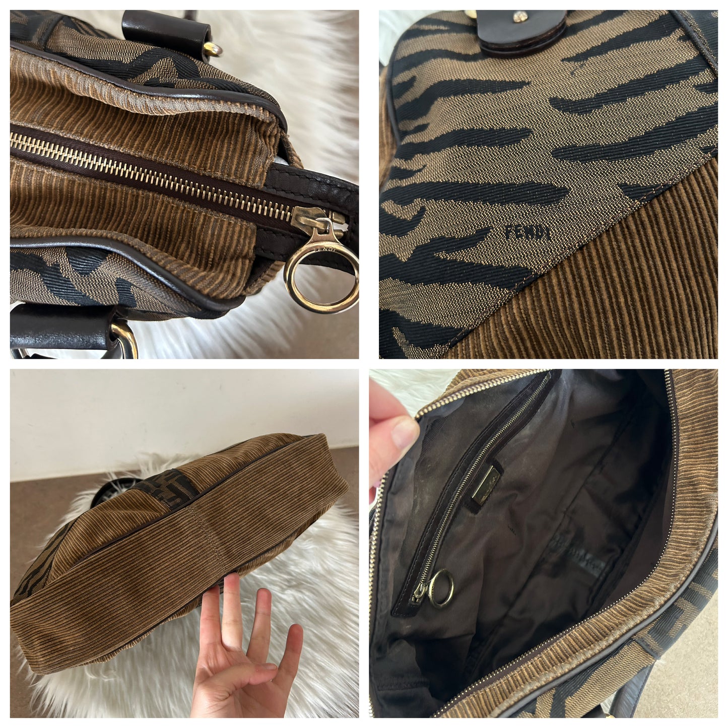 Fendi tote zebrata e tessuto zucca edizione limitata