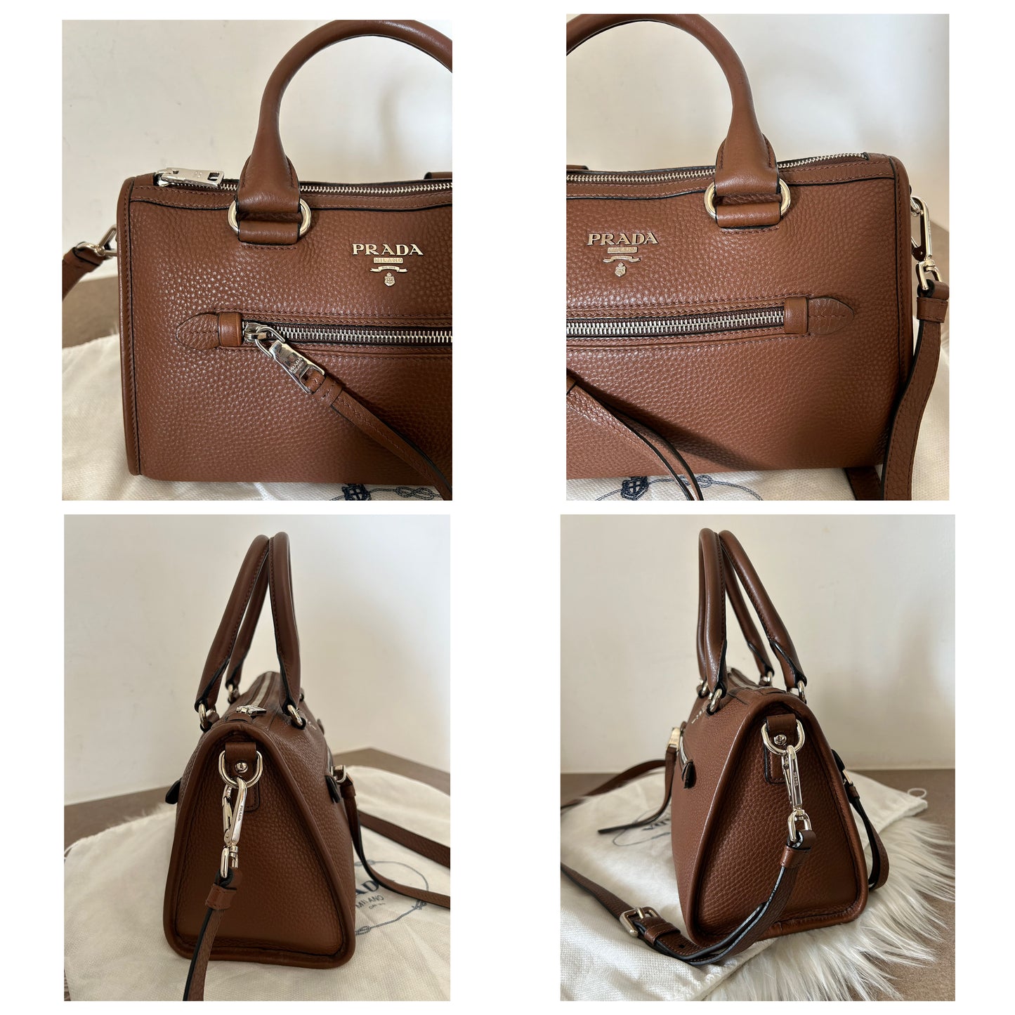 Prada Bauletto marrone in pelle con tracolla