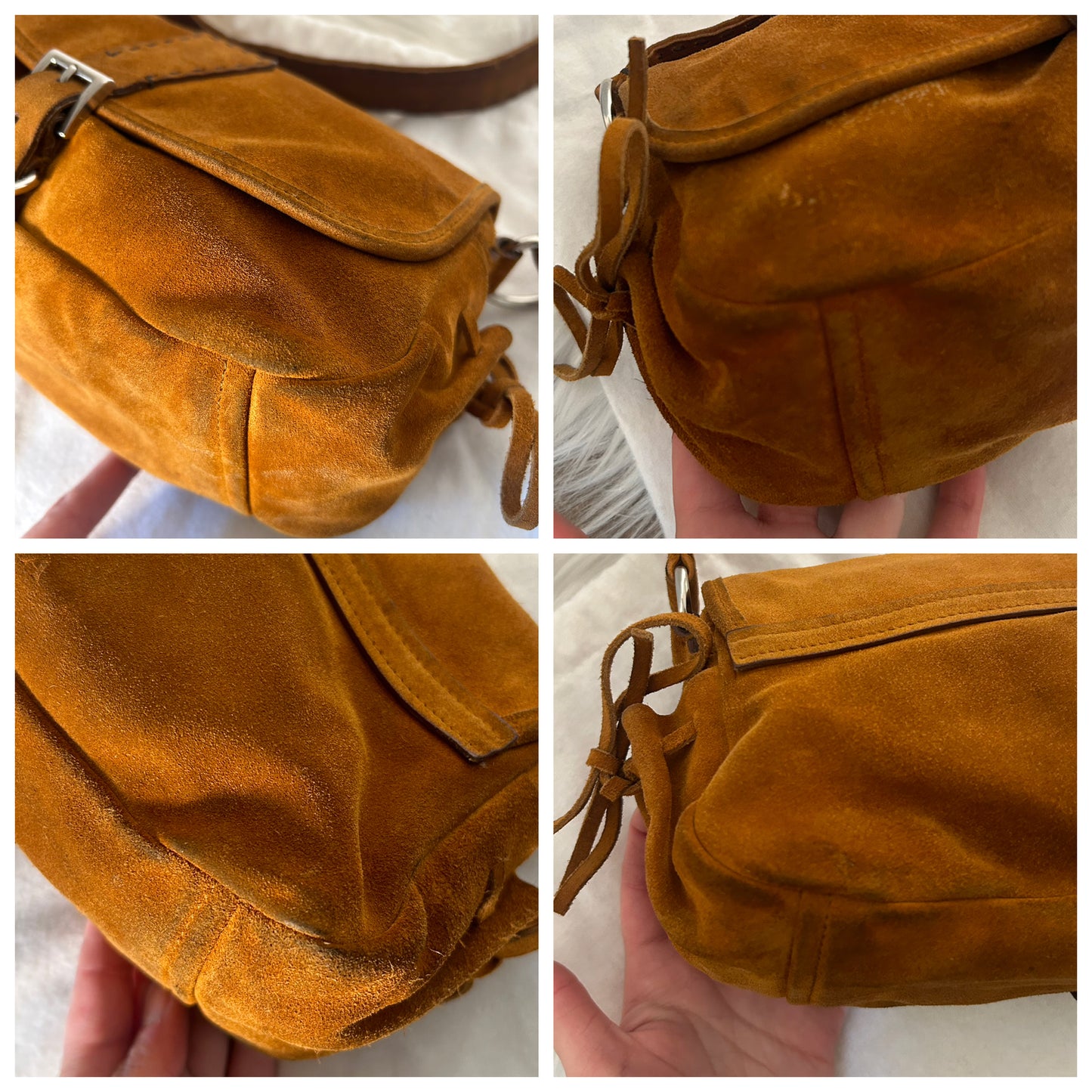 Prada baguette in suede cammello