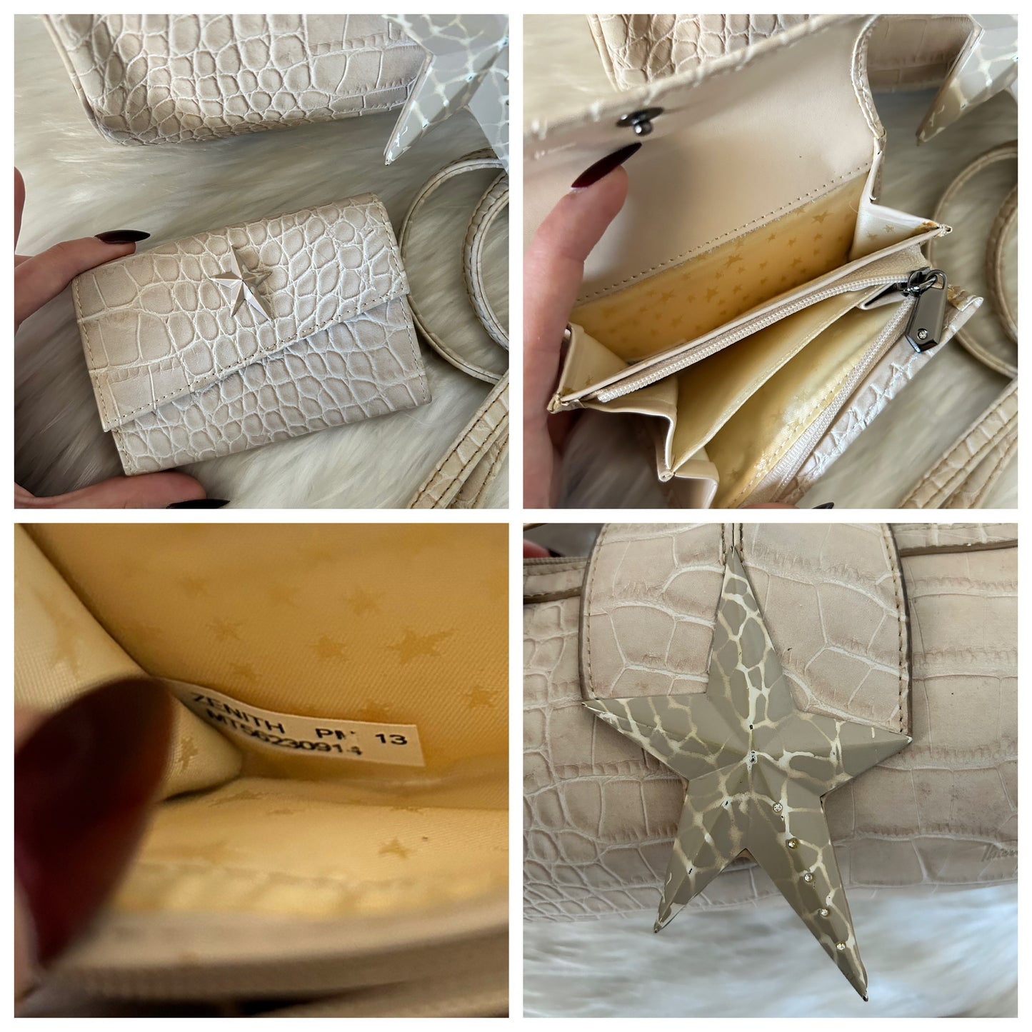 Borsa Thierry Mugler in similpelle di coccodrillo con portafoglio