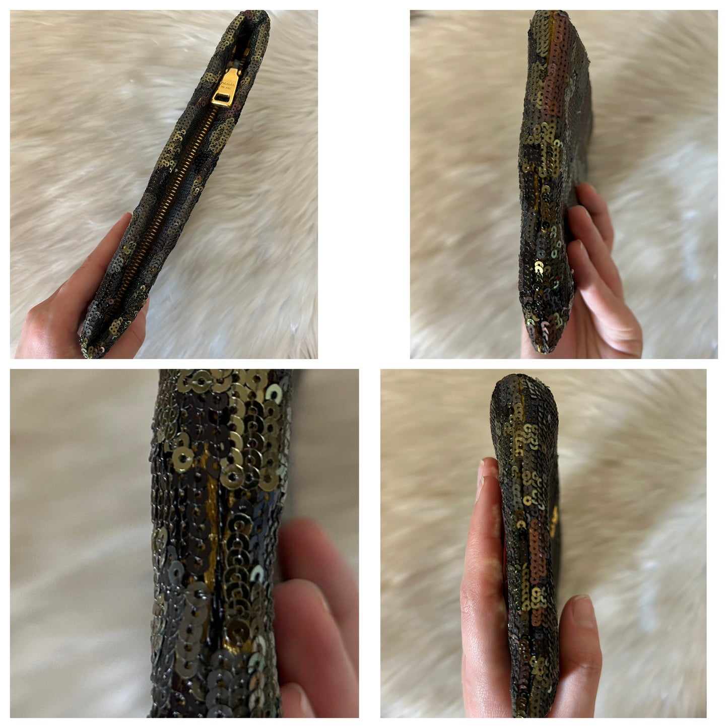 Prada Pochette con paillettes fantasia militare