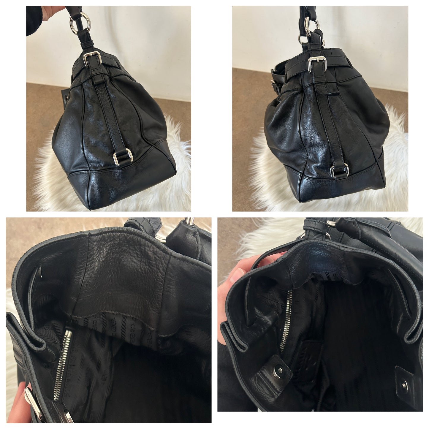Prada secchiello in pelle nera
