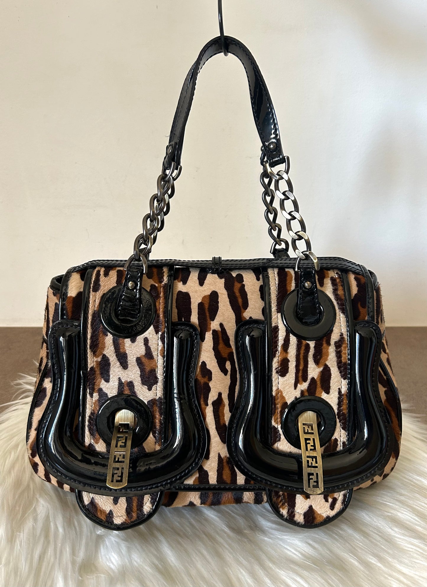 Fendi tote leopardata in cavallino e vernice