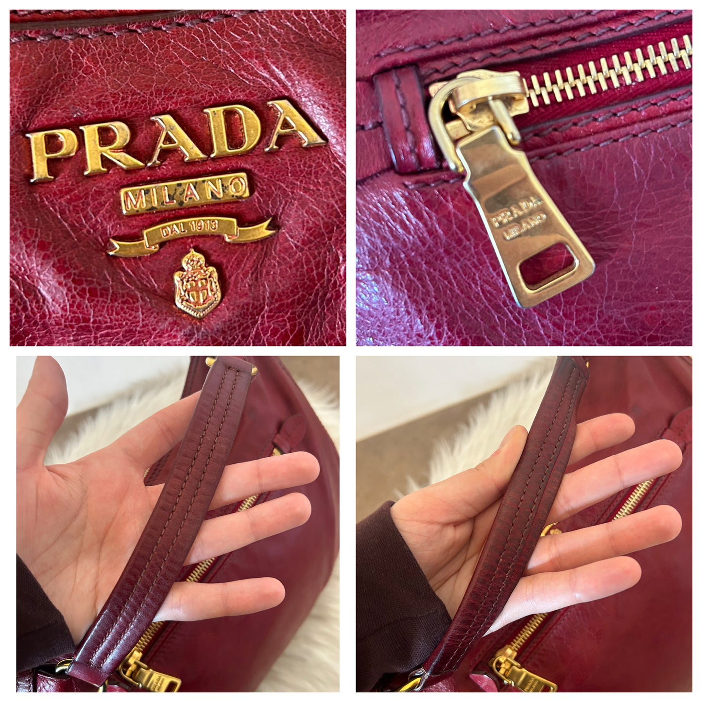 Prada Hobo in pelle rosso ciliegia