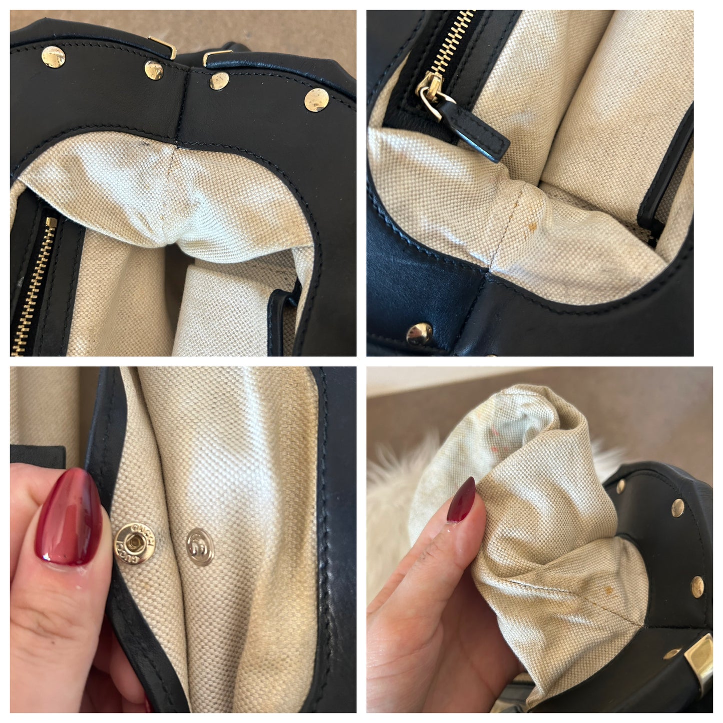 Pochette Gucci Bamboo in pelle nera