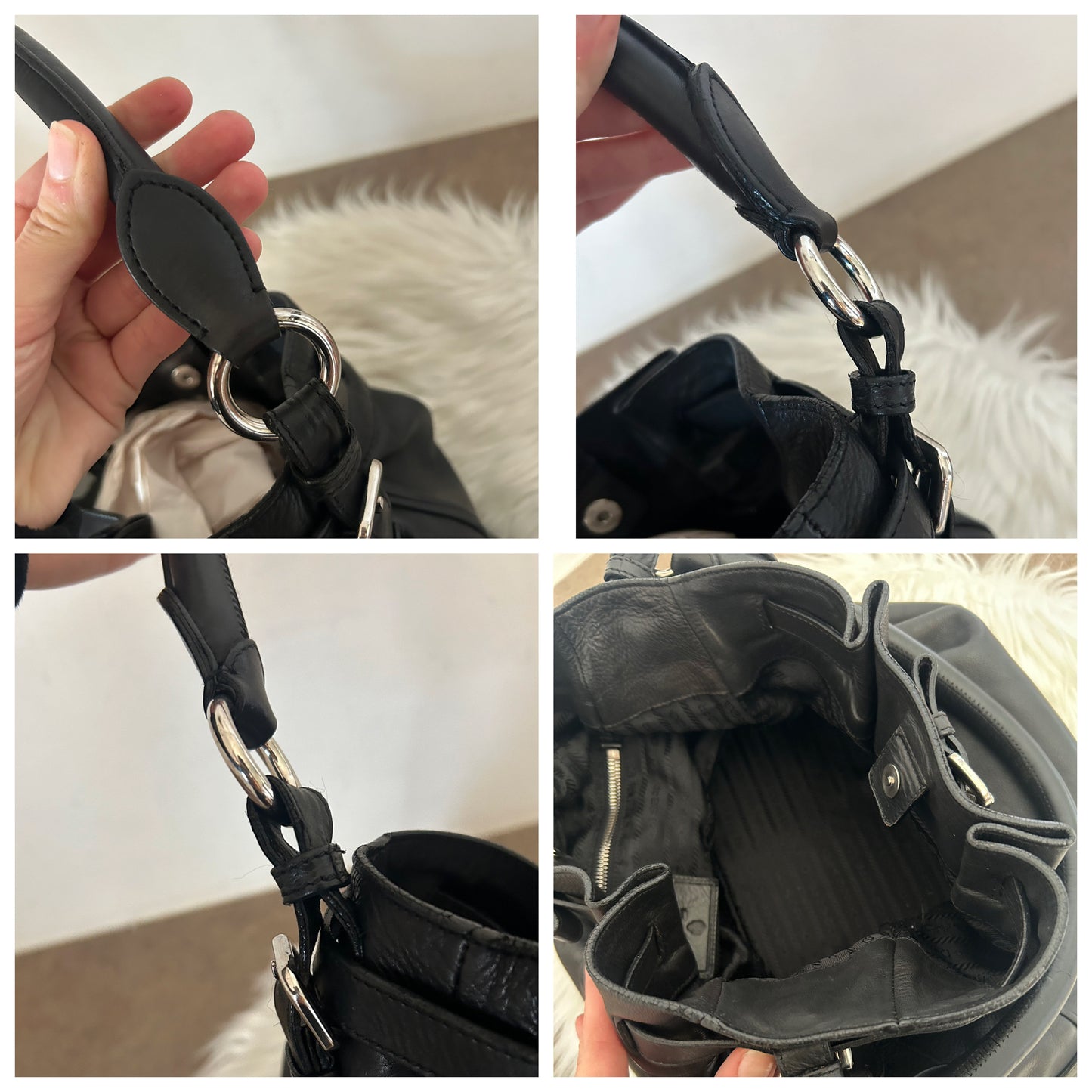 Prada secchiello in pelle nera