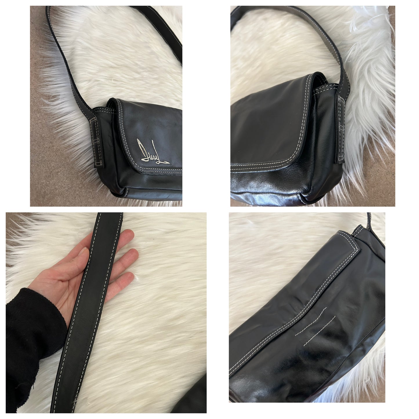 Diesel modello baguette in pelle vegana nera