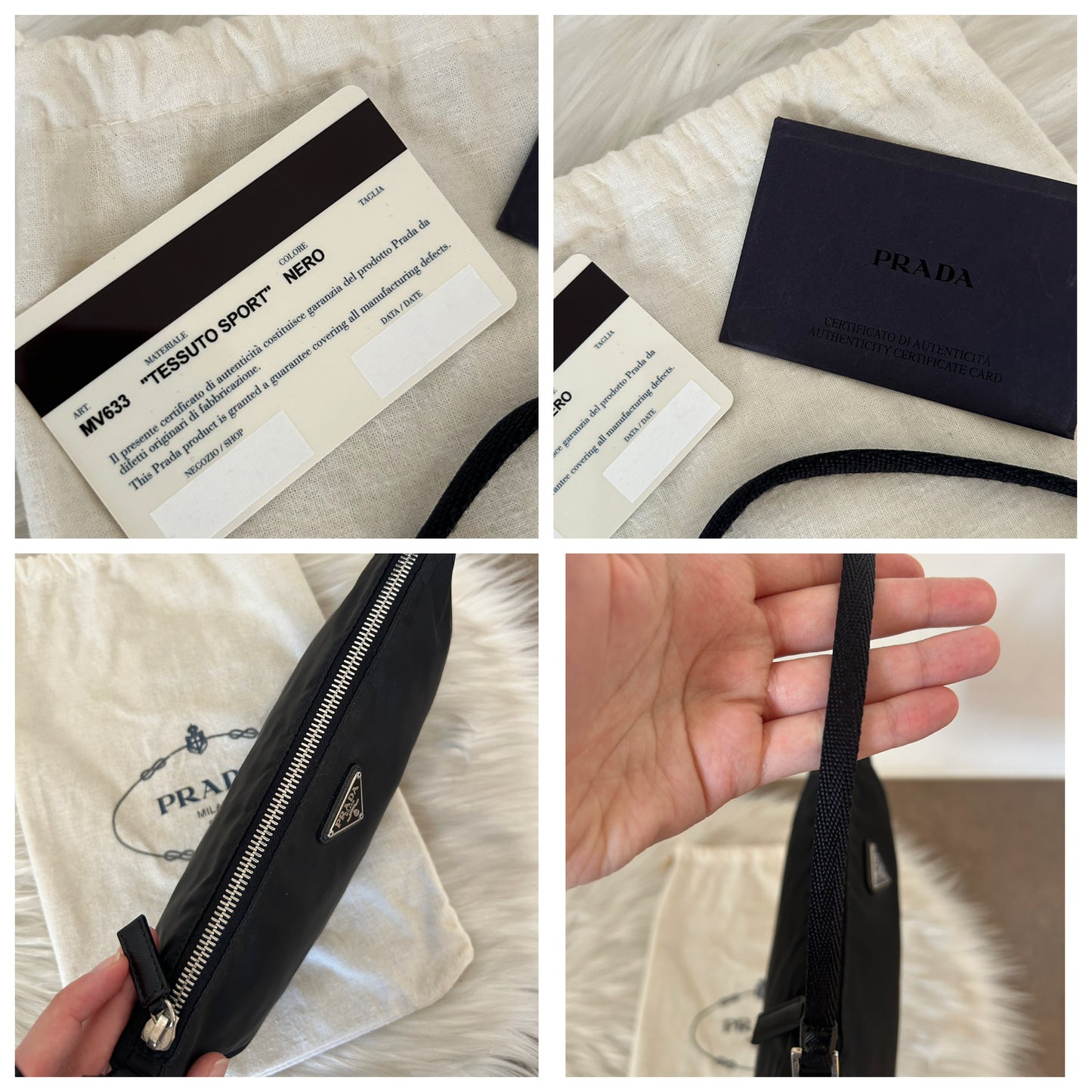 Prada baguette nera in nylon