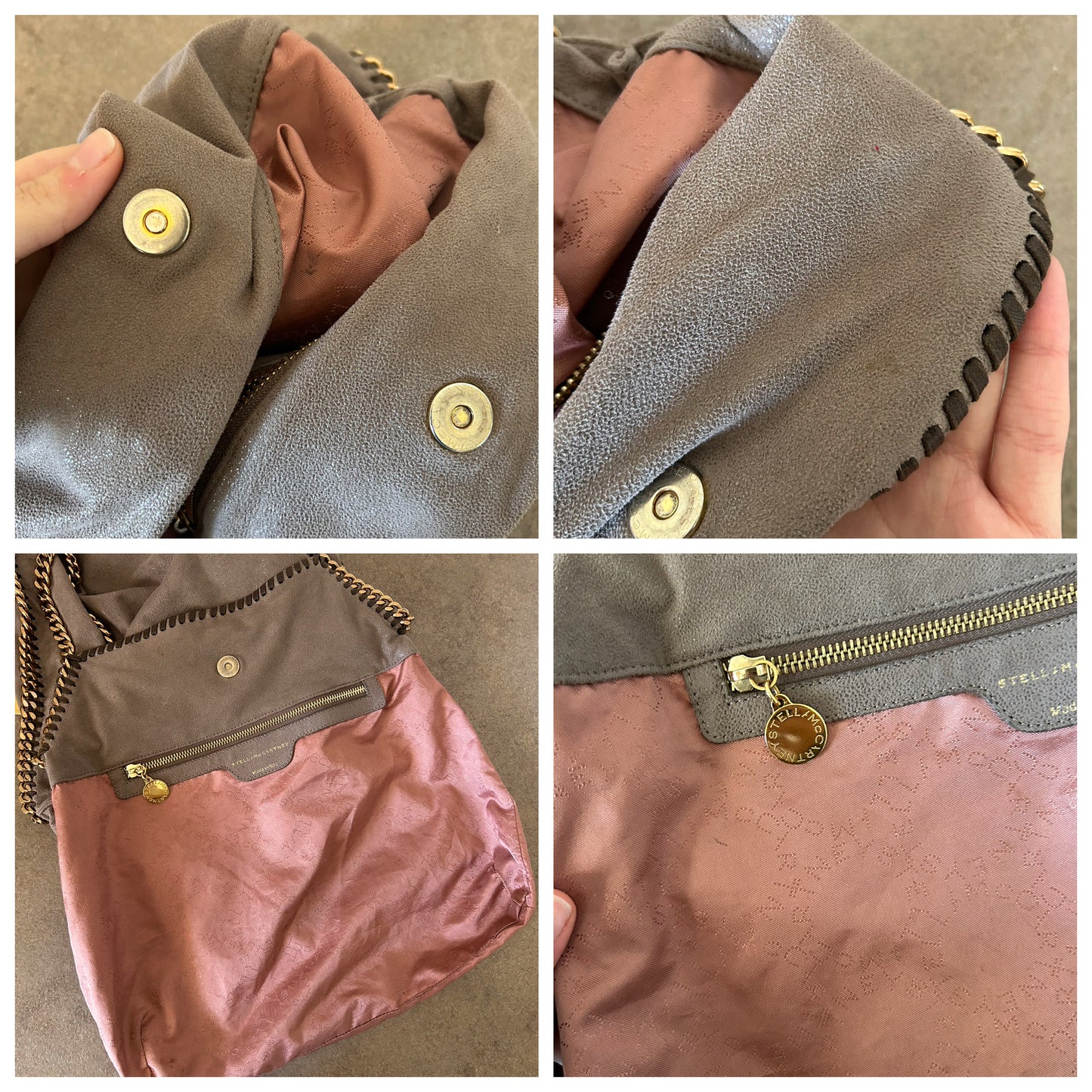 Falabella Stella McCartney beige con catene oro