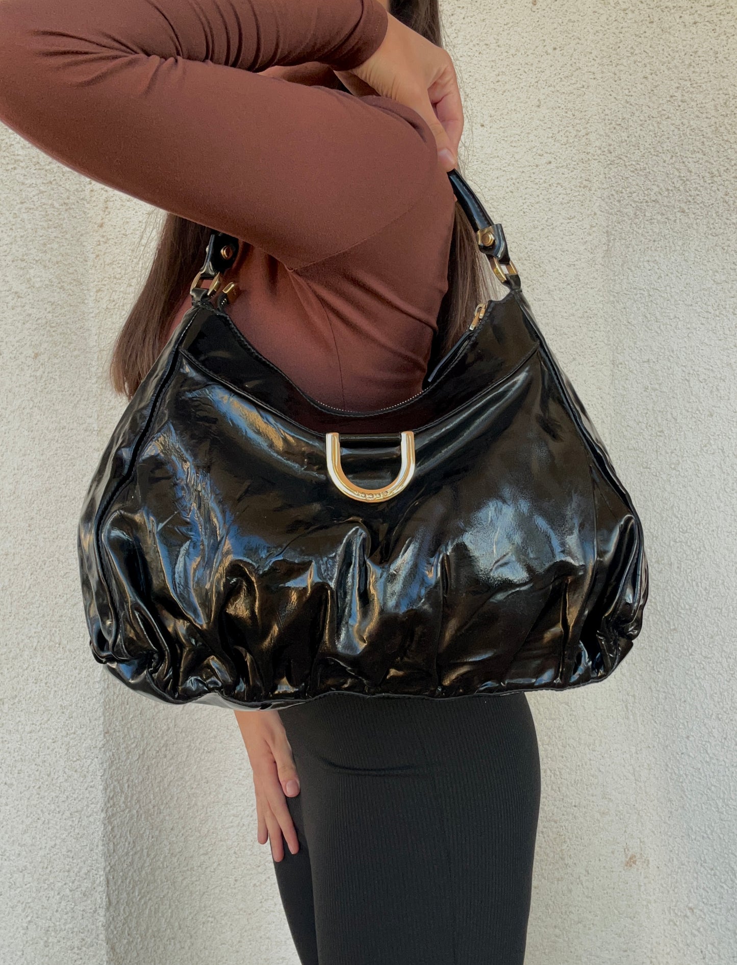 Gucci D-Ring in vernice nera