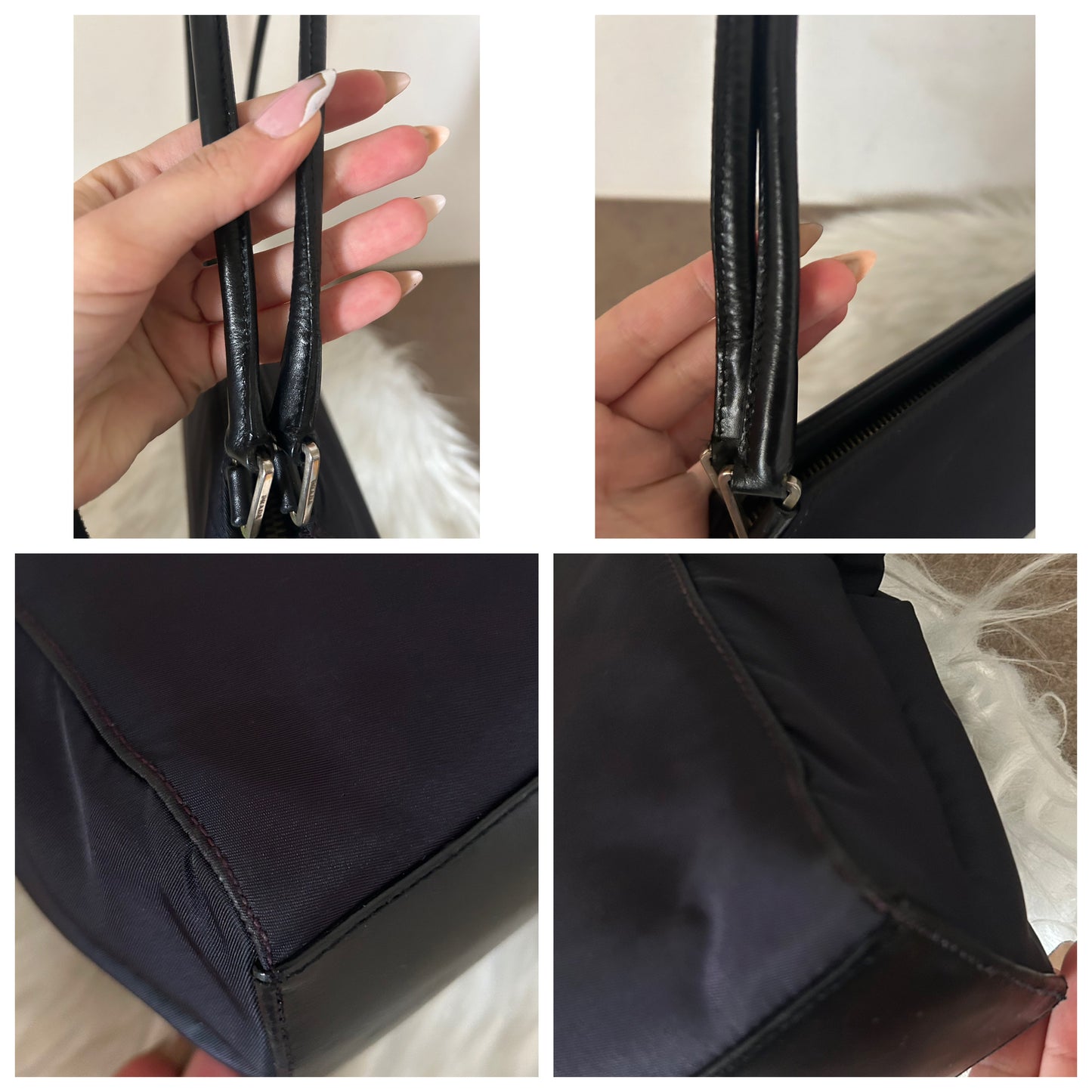 Prada baguette viola scuro in nylon