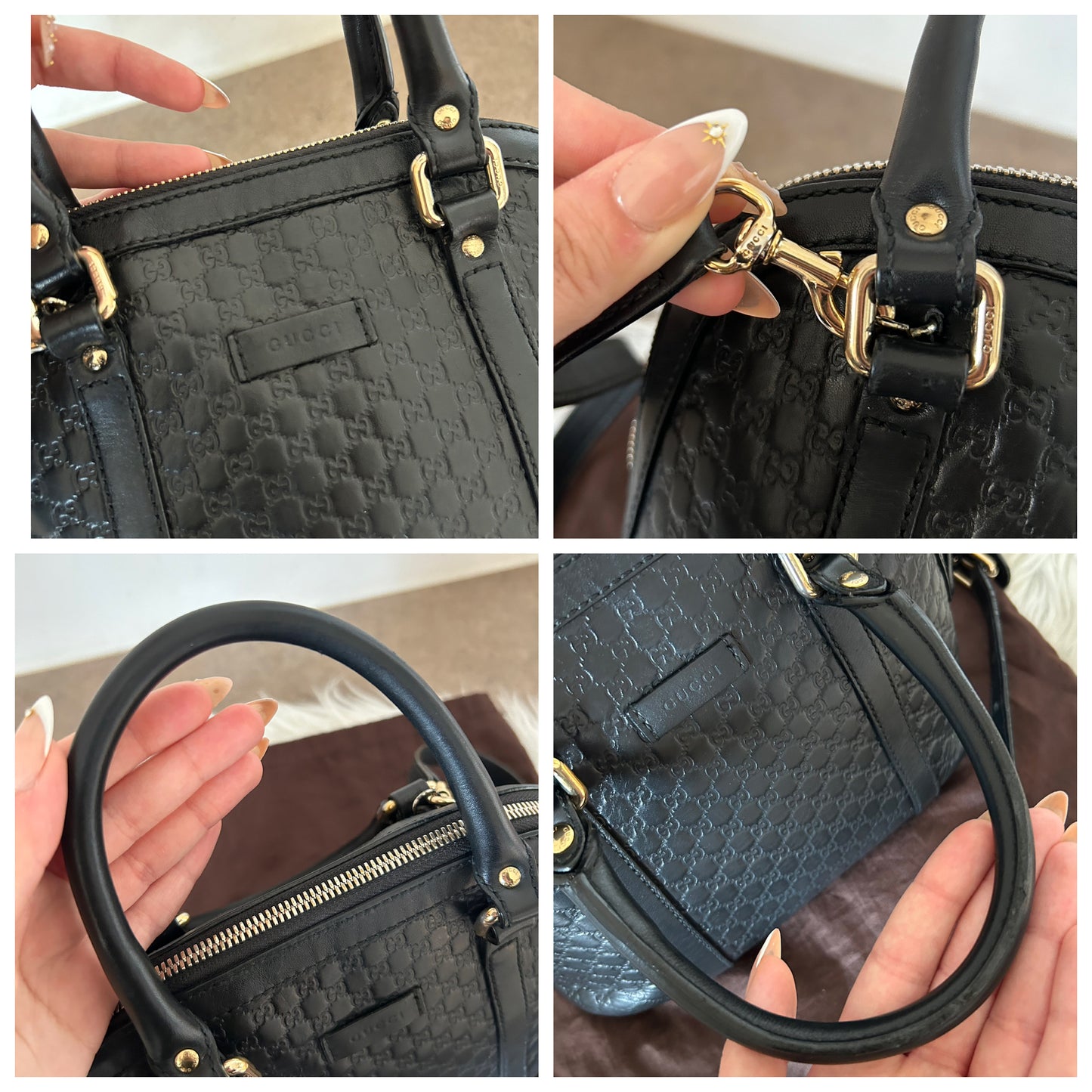 Gucci Dôme mini in micro guccissima nera