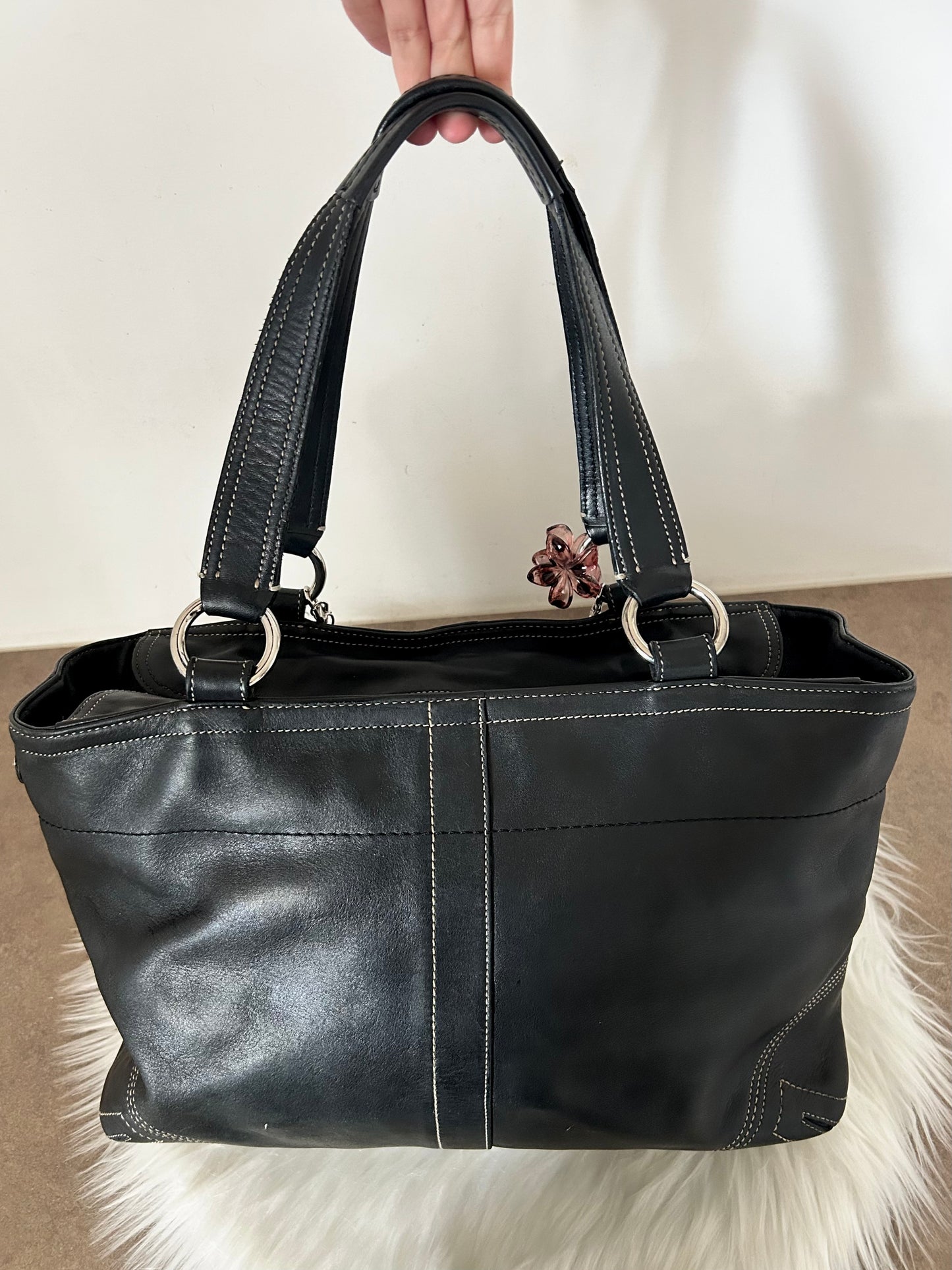 Coach tote bag vintage in pelle nera