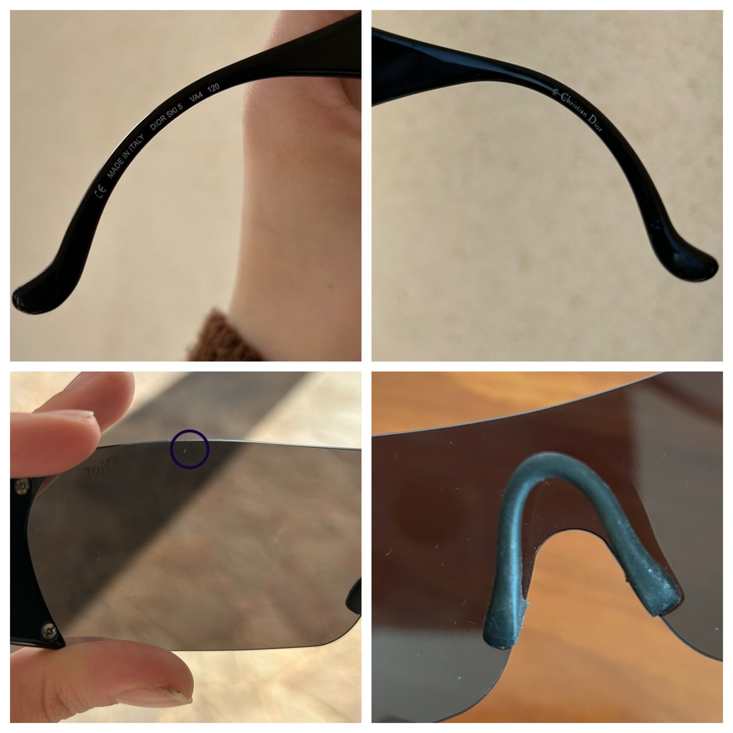 Occhiali Dior Ski 5 con aste nere e custodia vintage y2k