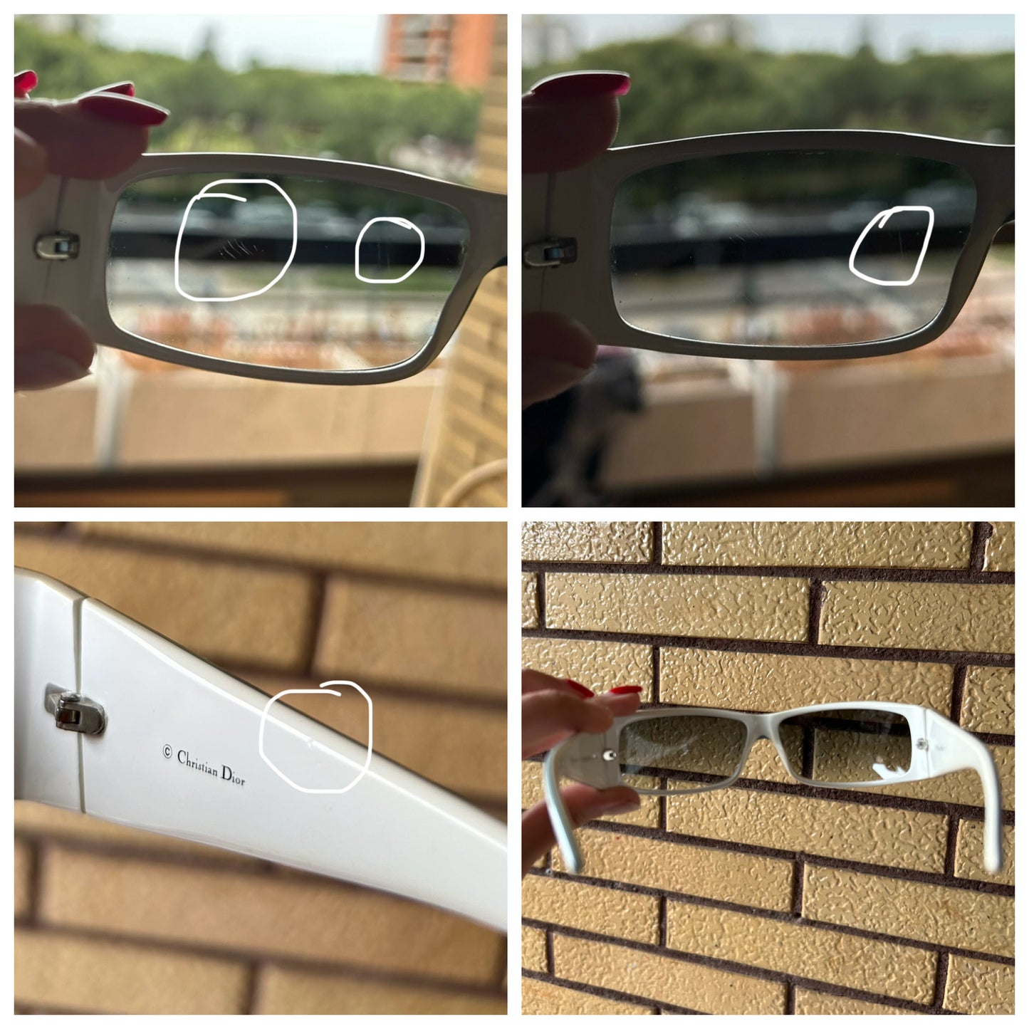 Occhiali Dior Overshine vintage y2k bianchi con logo azzurrino