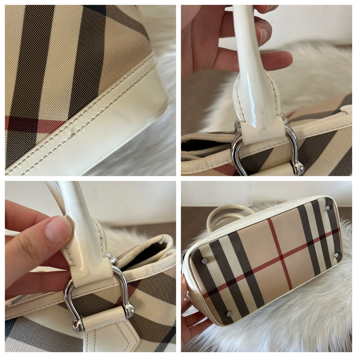 Burberry tote Check e vernice bianca
