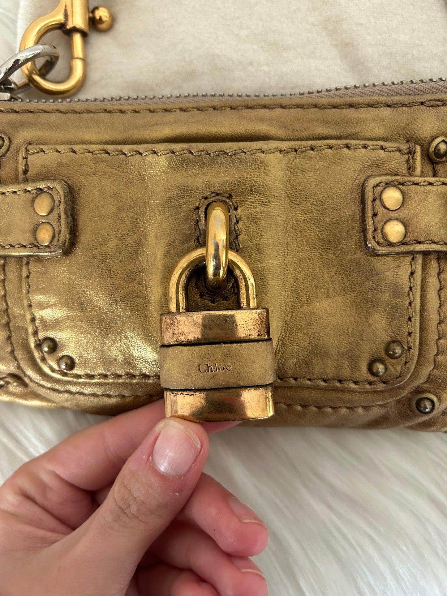 Chloé Paddington mini in pelle dorata