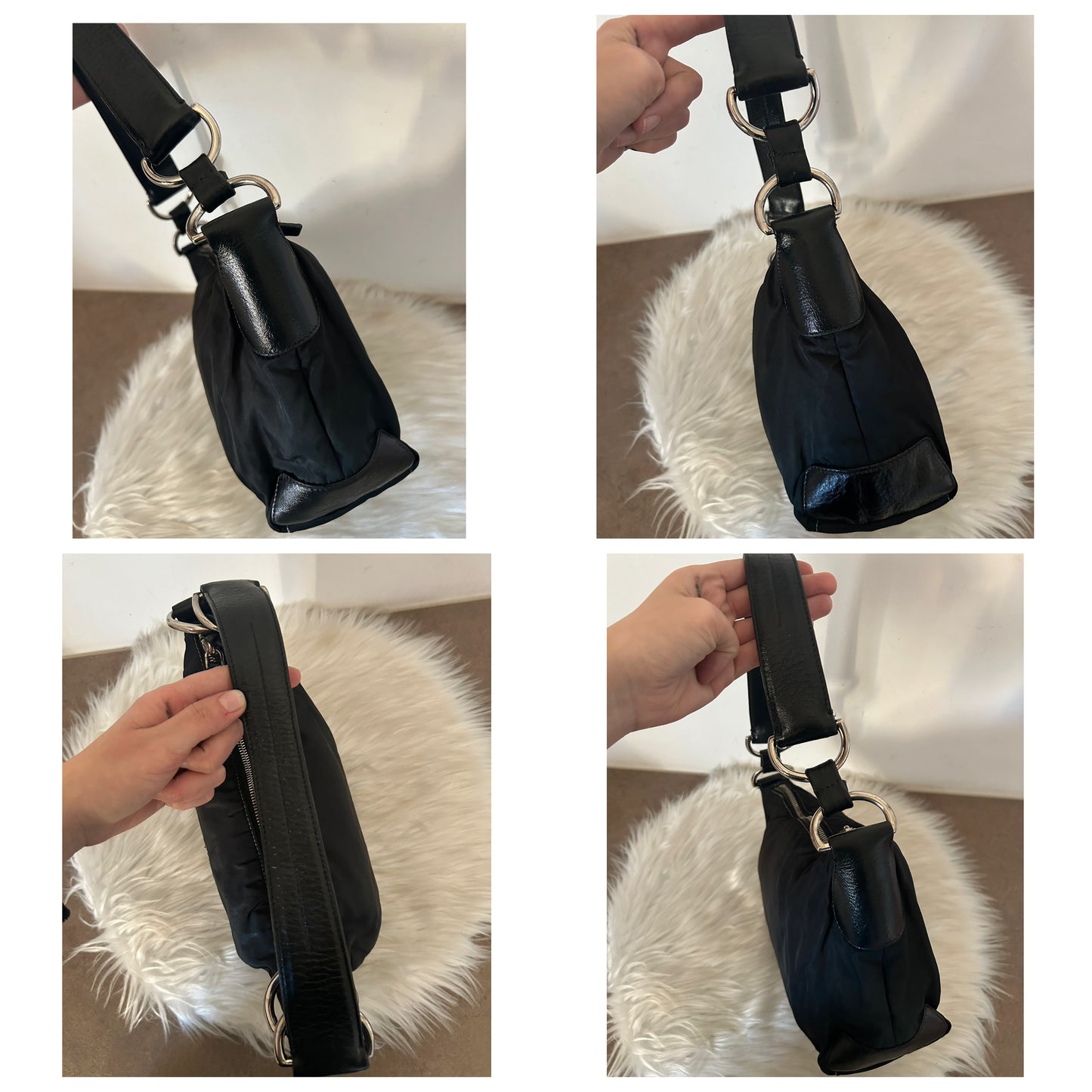 Prada Baguette in nylon e pelle nera