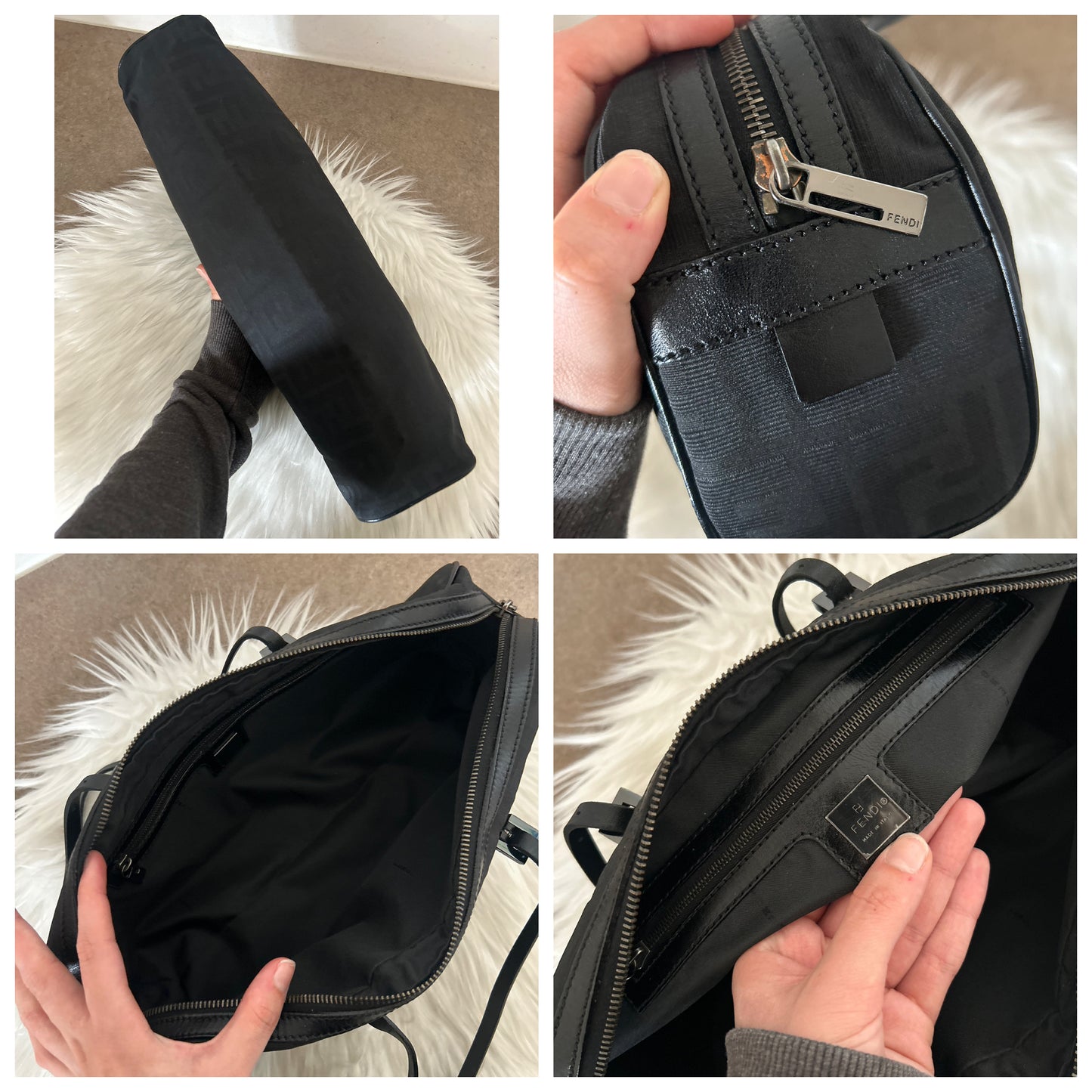 Fendi Bassotto in monogram zucca nera vintage