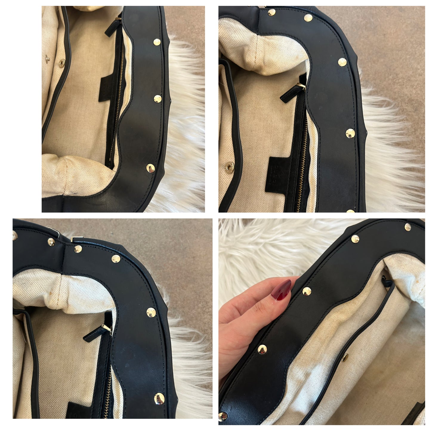 Pochette Gucci Bamboo in pelle nera
