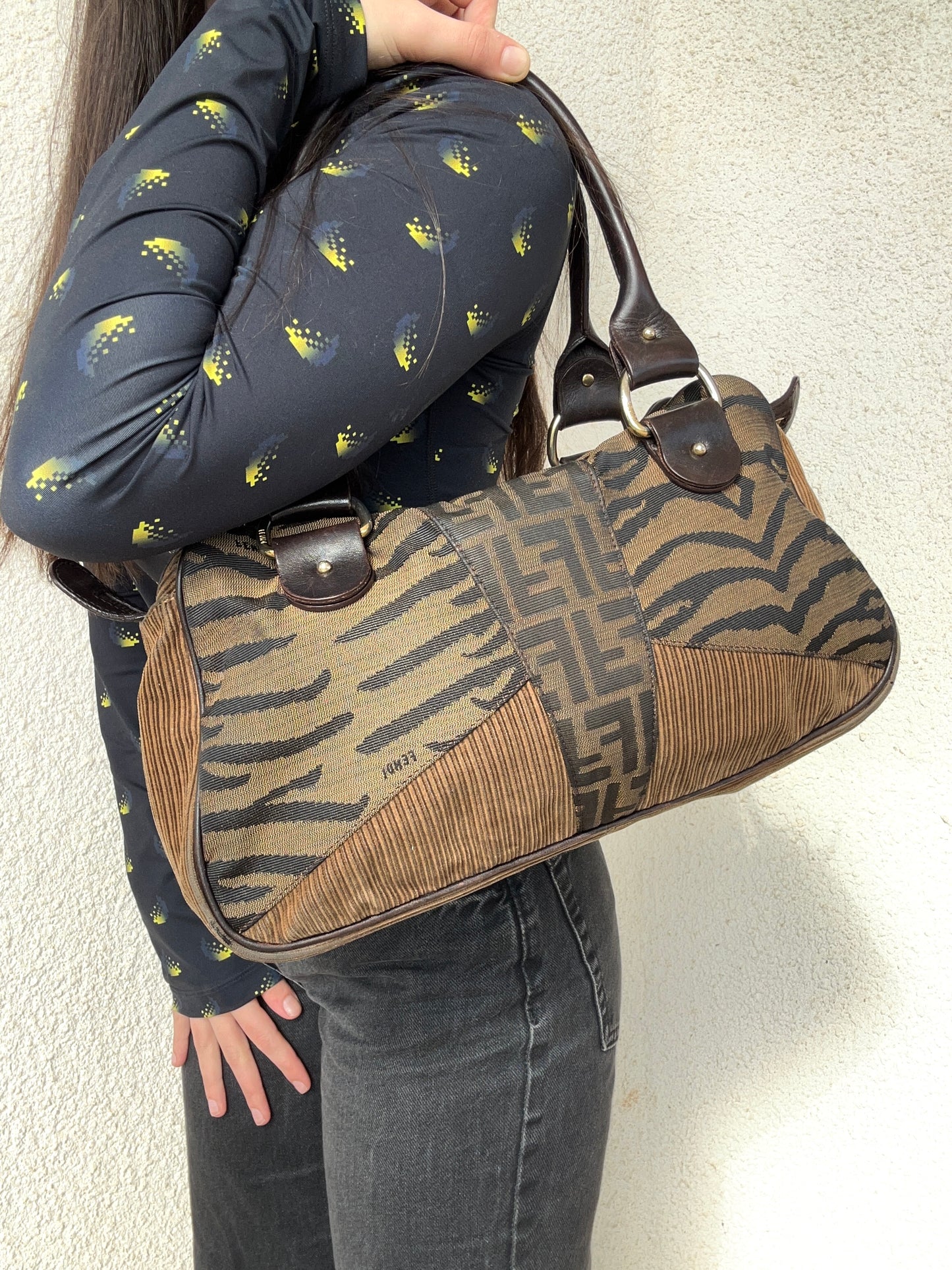 Fendi tote zebrata e tessuto zucca edizione limitata