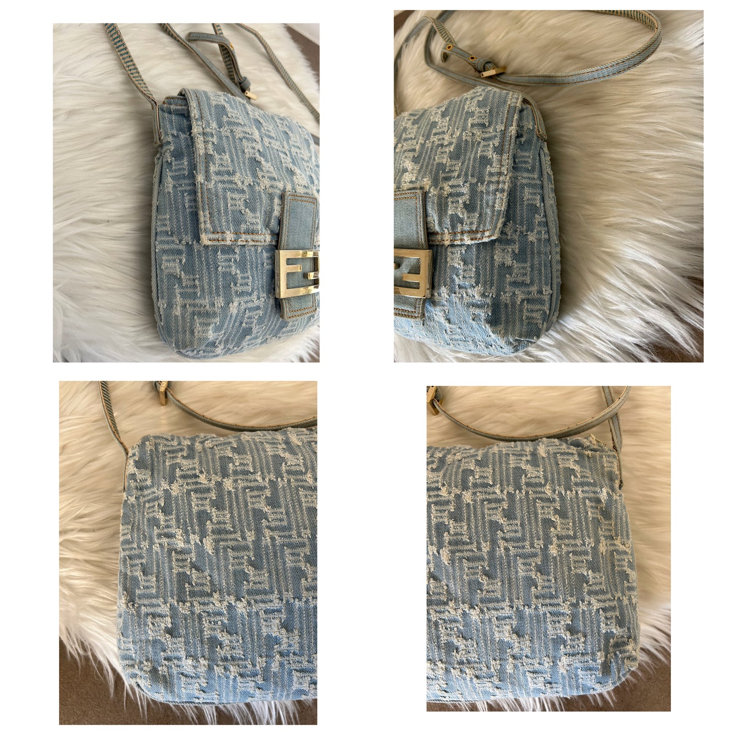Fendi baguette a tracolla in denim