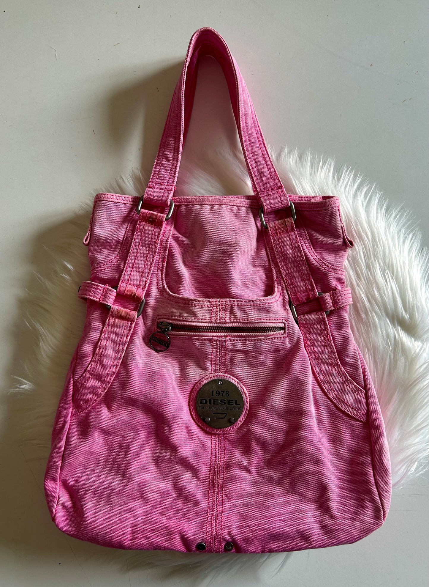 Tote Diesel tote in denim rosa vintage