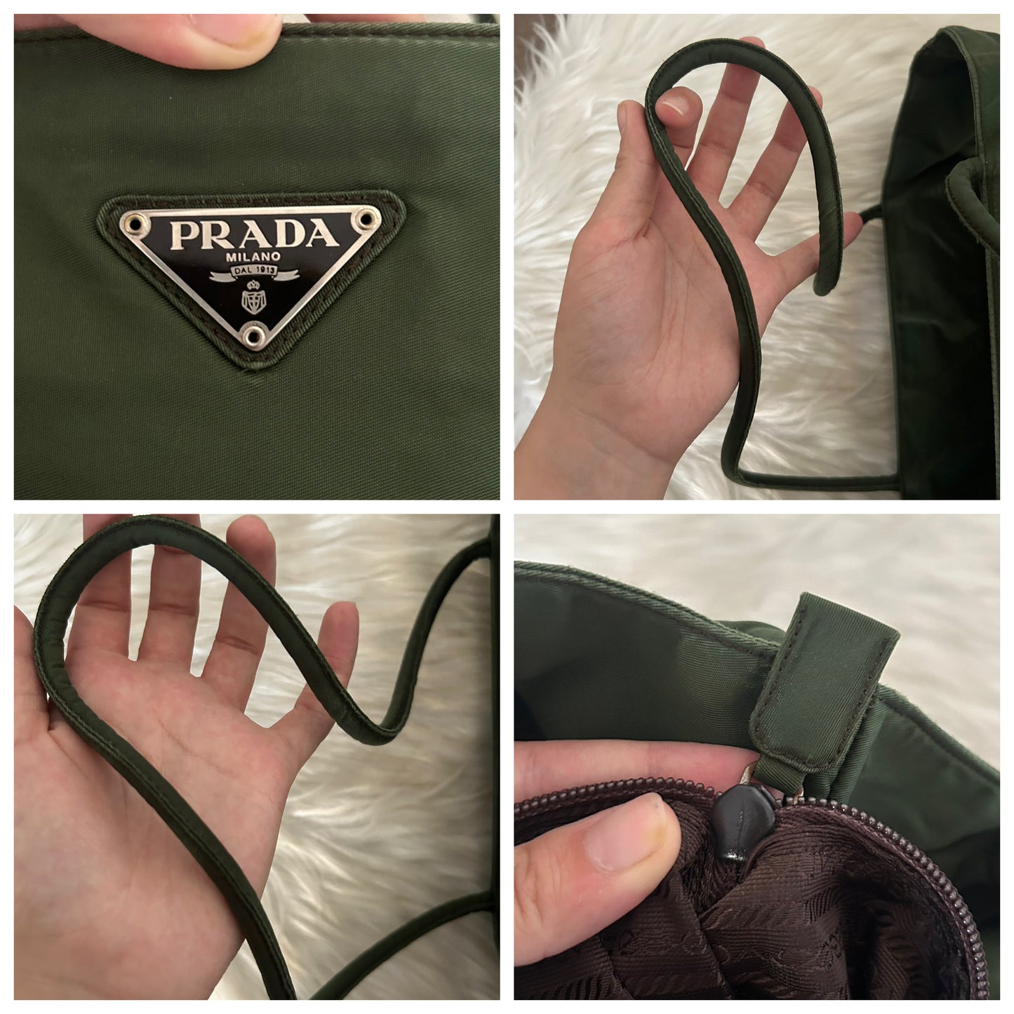 Prada tote bag in nylon verde militare