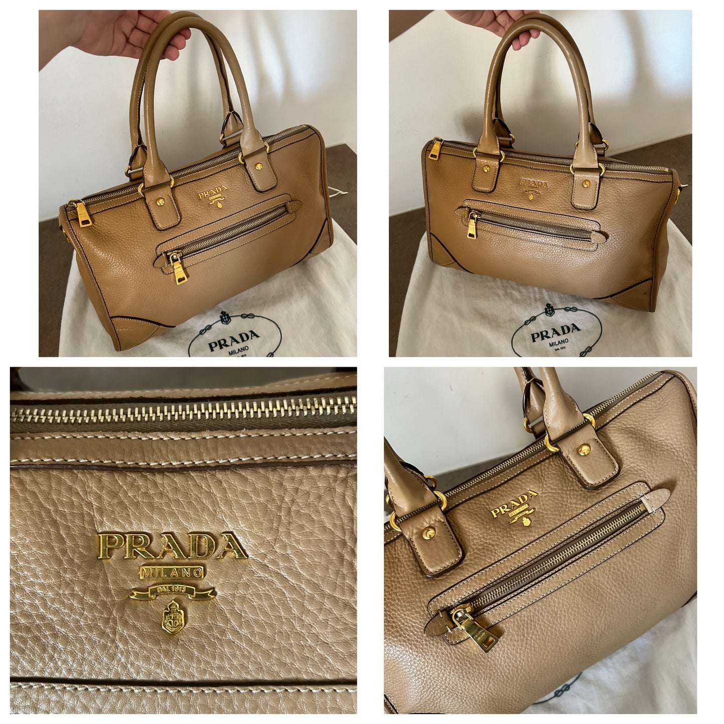 Prada bauletto in pelle beige