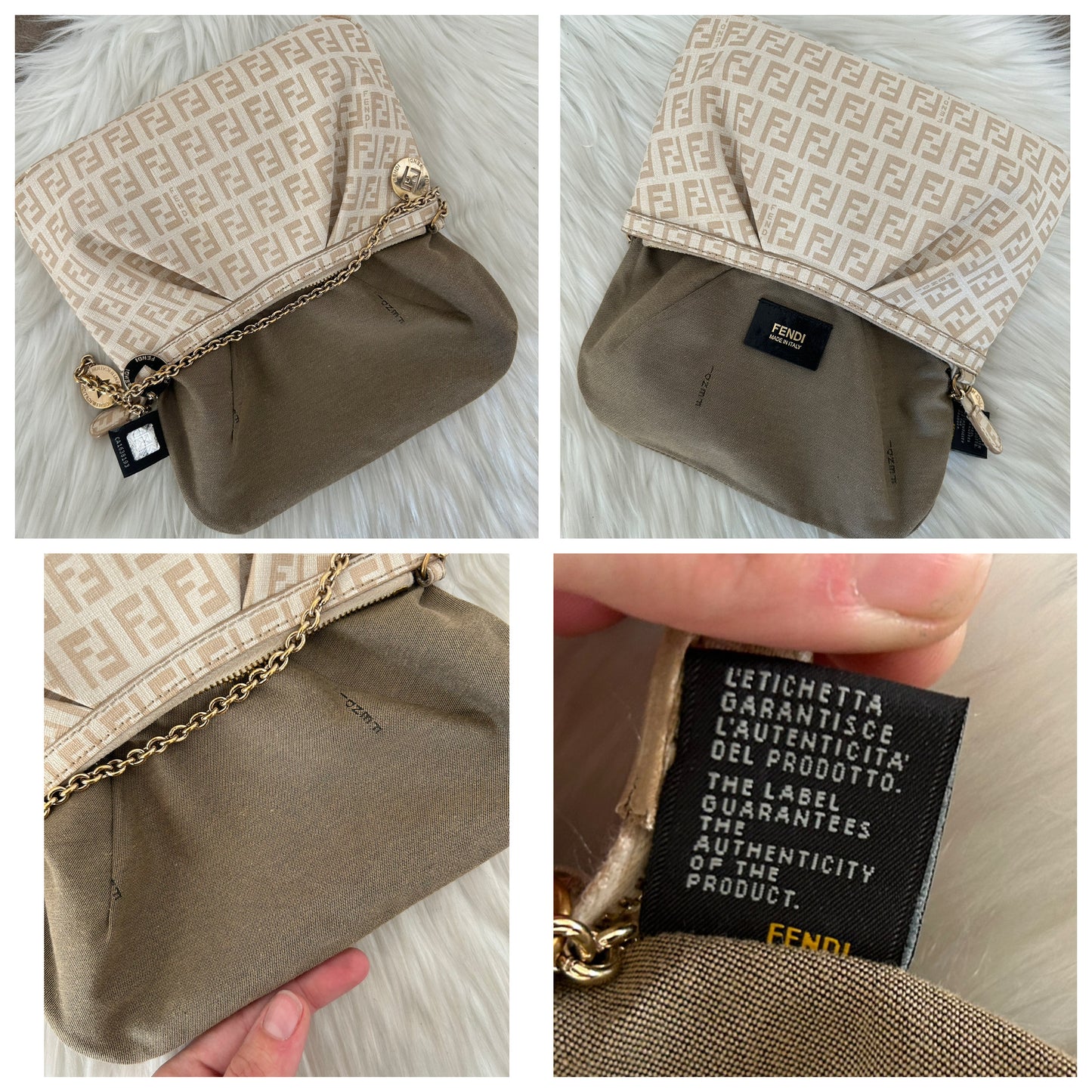 Fendi baguette in monogram zucchino con charms