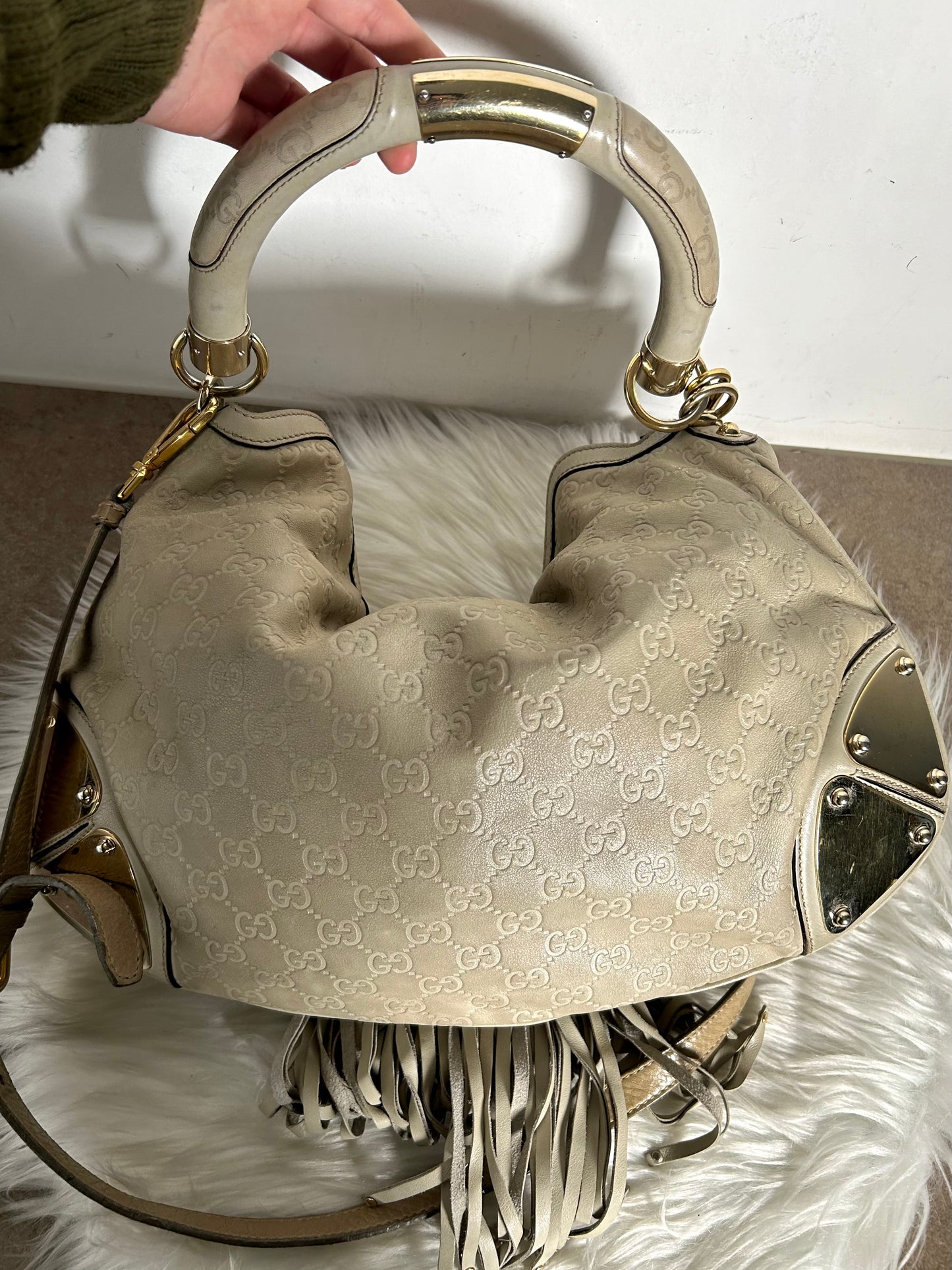 Gucci Indy media in pelle e monogram