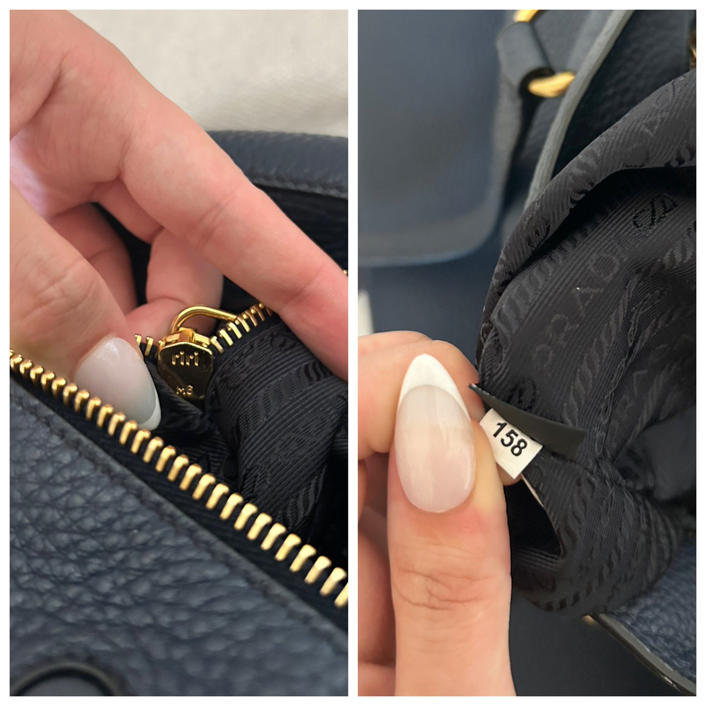 Prada Shopping in pelle blu scuro
