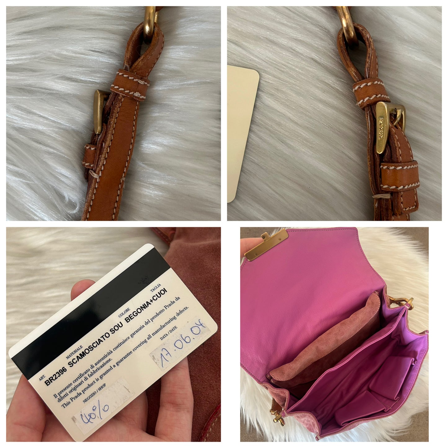 Prada baguette in suede rosa antico